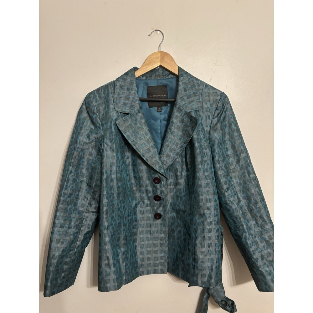 Classiques Entier Atelier Women's Teal Belt Blazer Jacket Pockets Size‎ XL